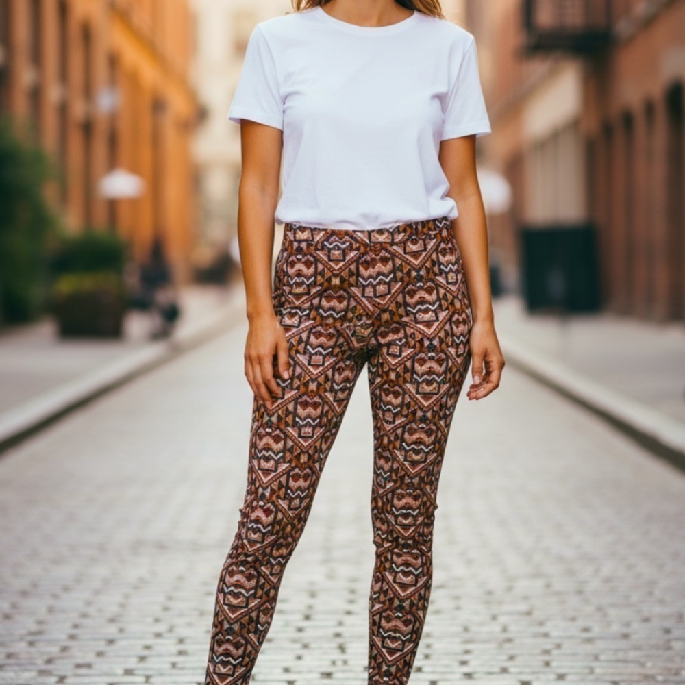H&M geometric print cigarette leg pants 8